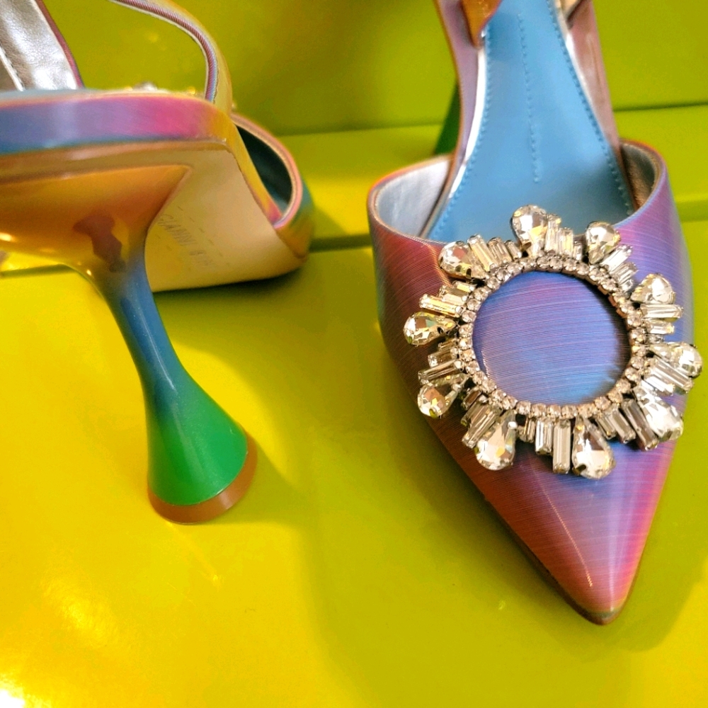 Amina muaddi begum multicolored duped shoes